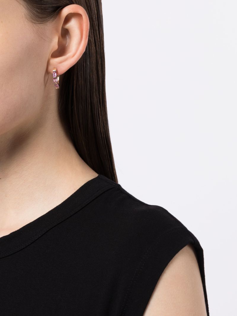 14k Yellow Gold Small Drop Sapphire Single Hoop Earring