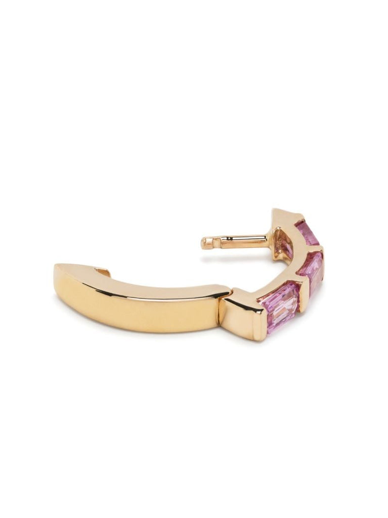 14k Yellow Gold Small Drop Sapphire Single Hoop Earring