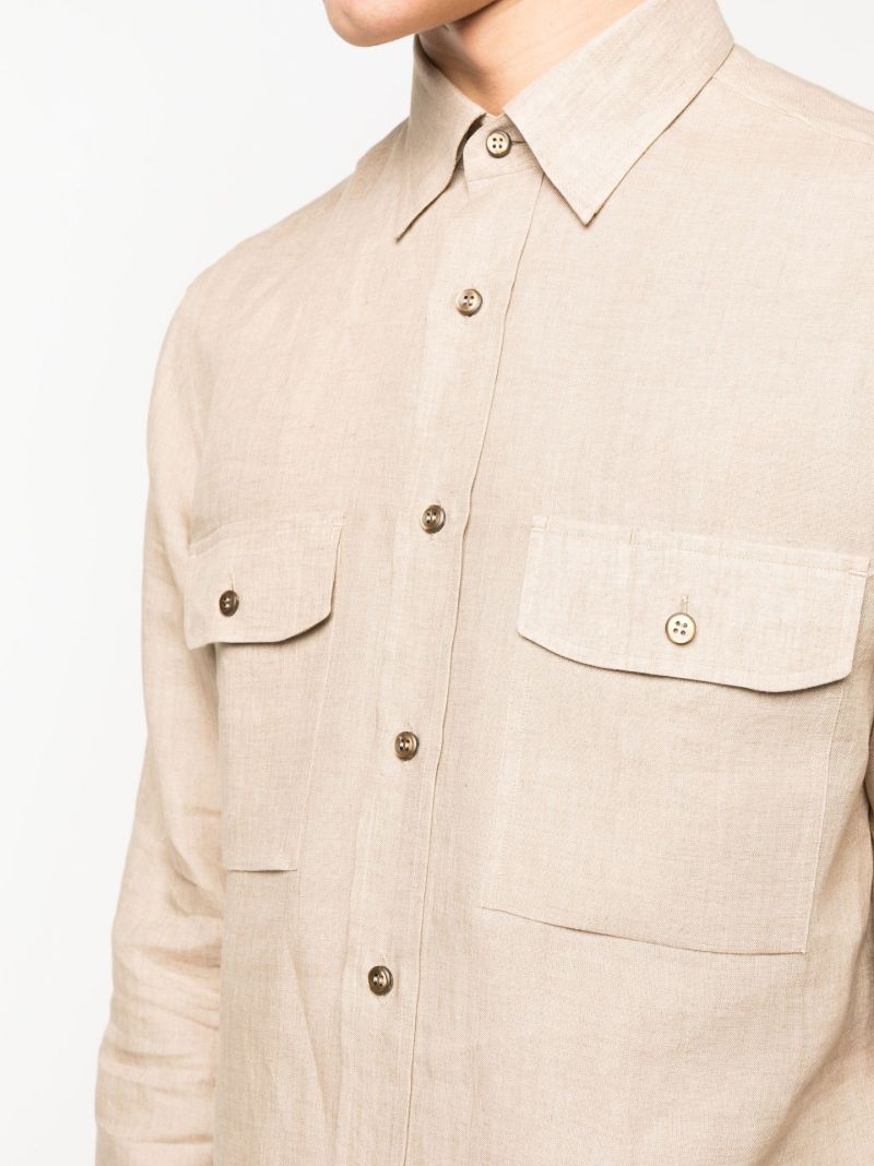 Beige Linen Button-up Shirt