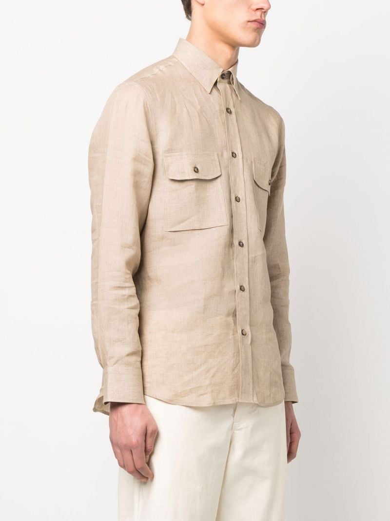 Beige Linen Button-up Shirt