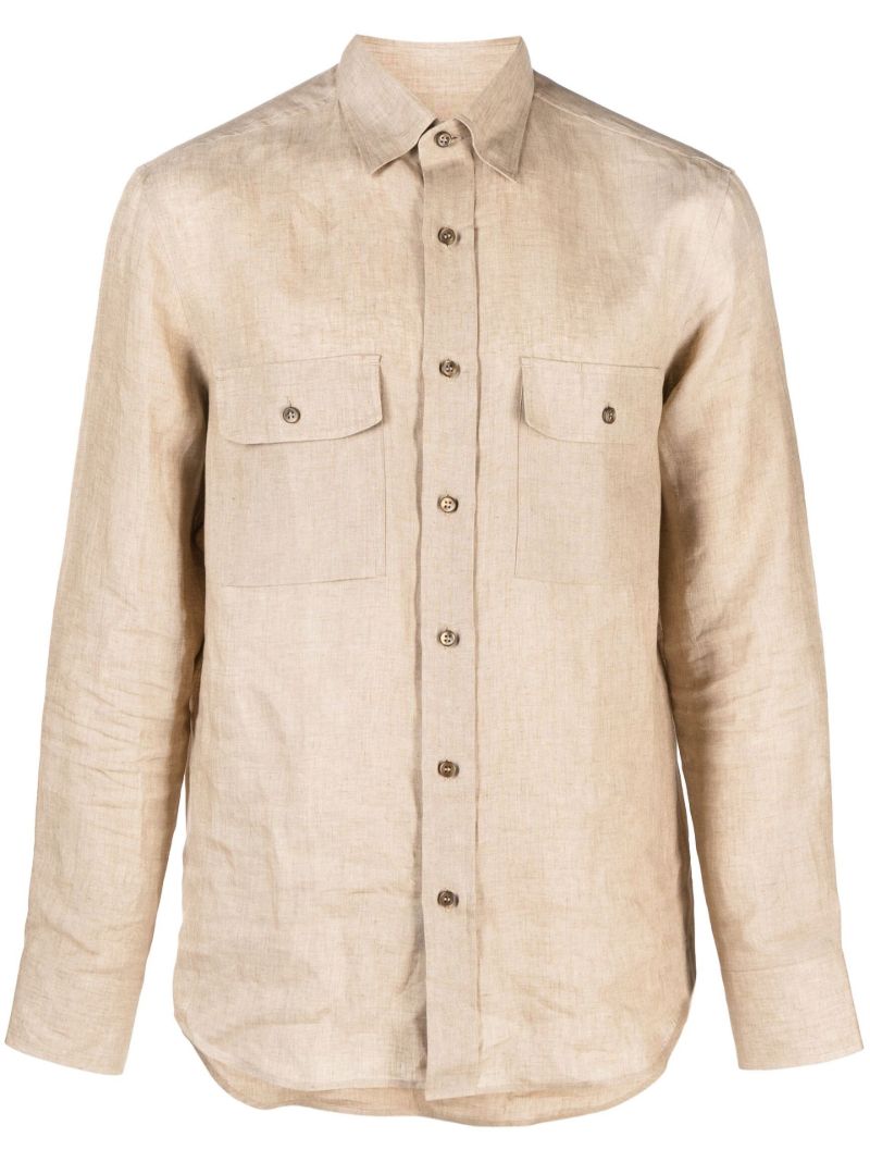 Beige Linen Button-up Shirt