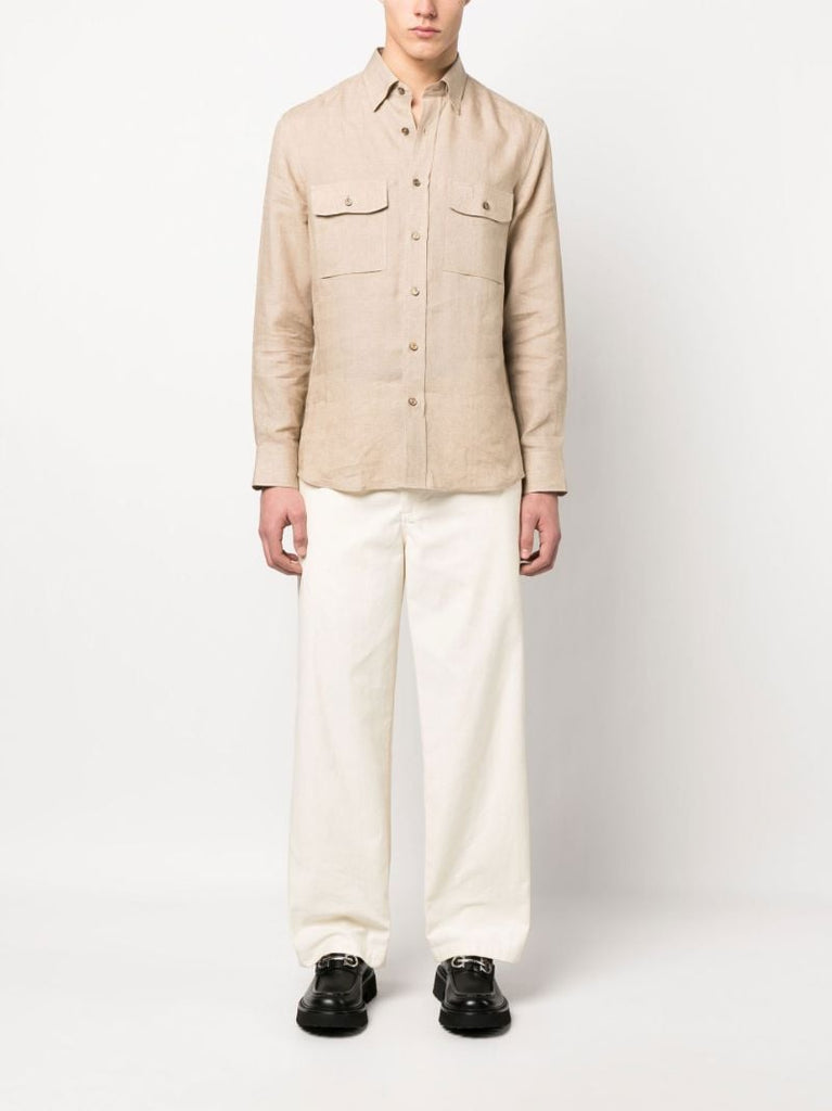 Beige Linen Button-up Shirt