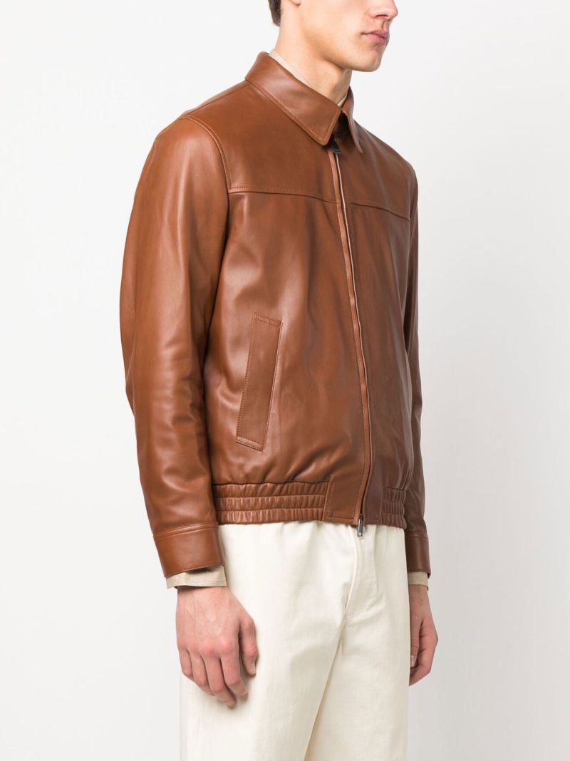 Brown Zip-up Leather Jacket