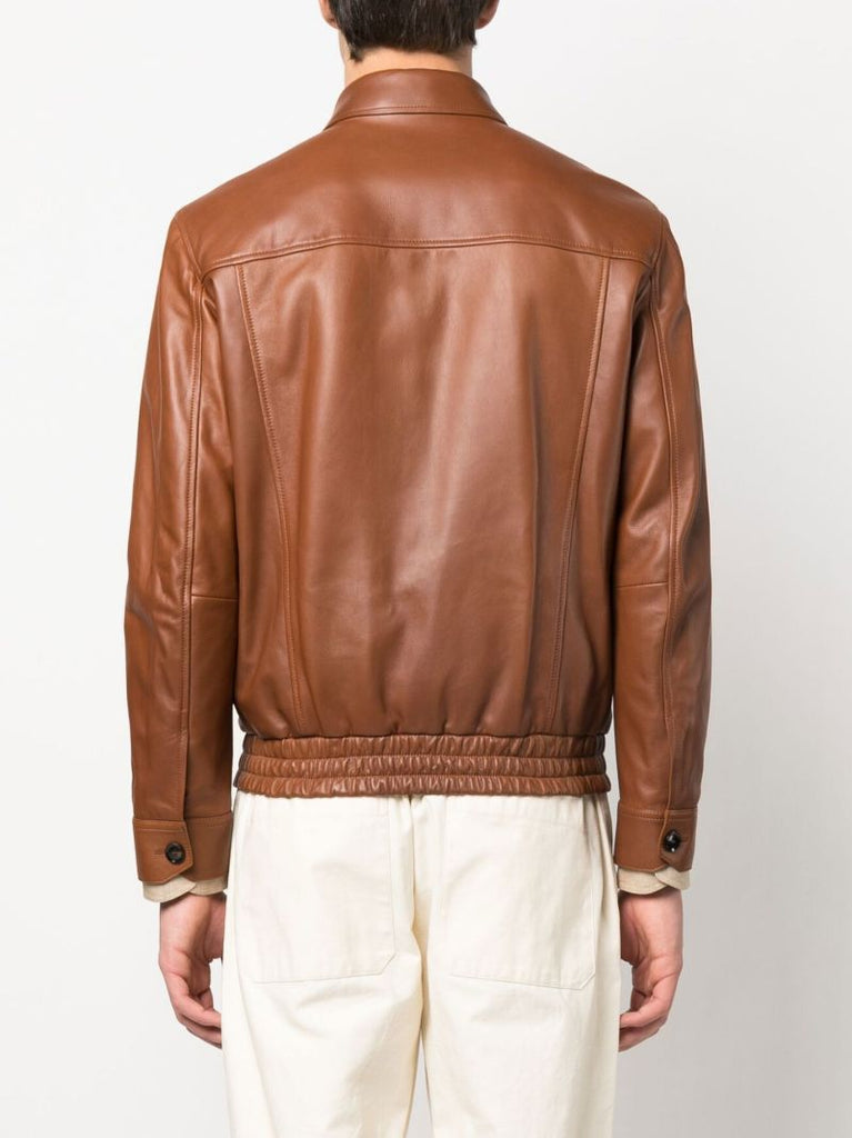 Brown Zip-up Leather Jacket