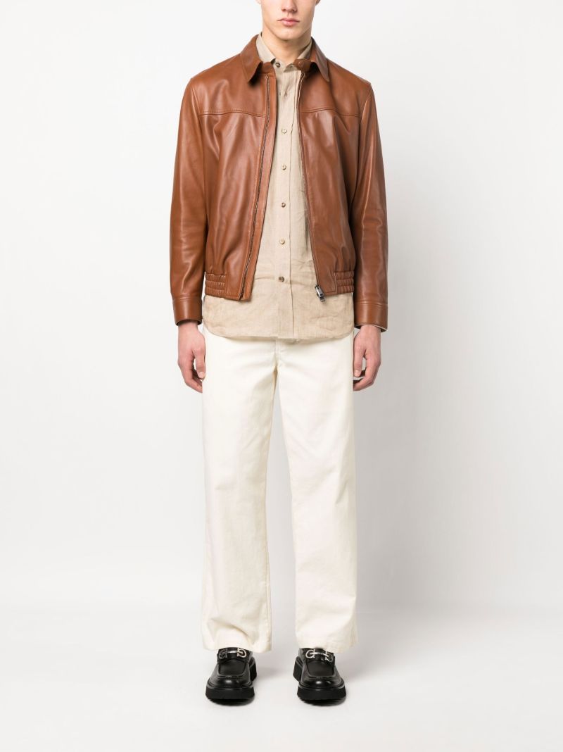 Brown Zip-up Leather Jacket