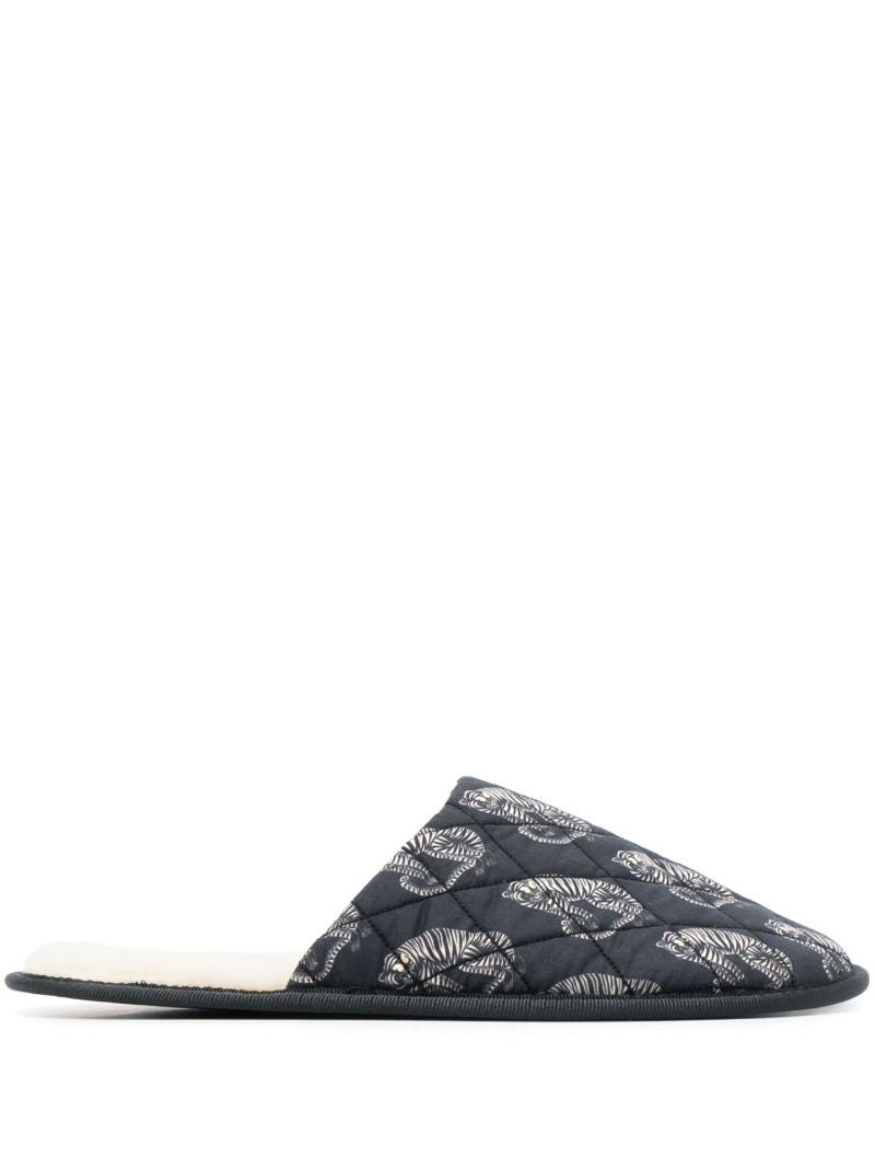 Black Sansindo Tiger Print Slippers