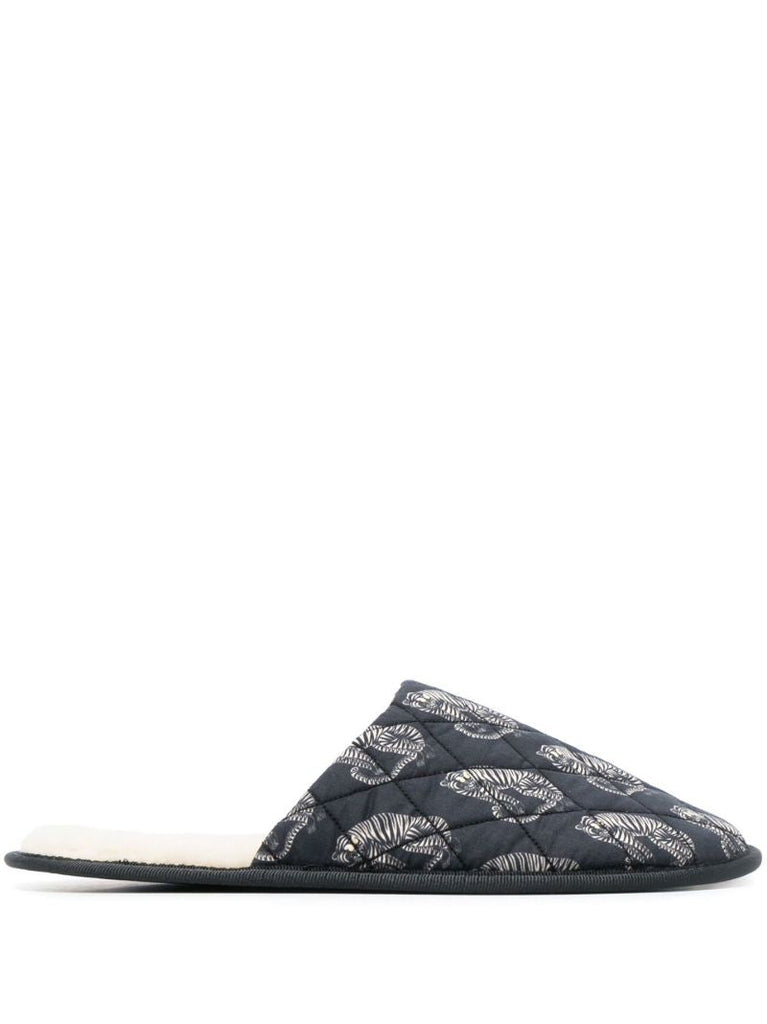 Black Sansindo Tiger Print Slippers