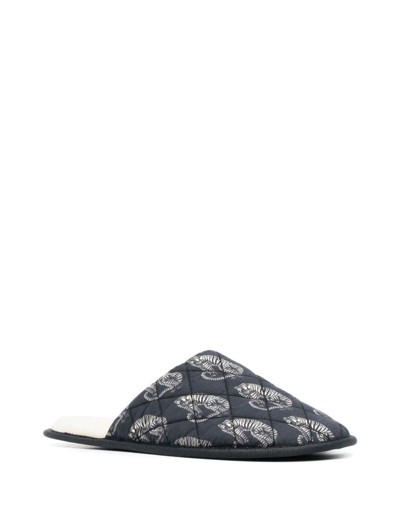 Black Sansindo Tiger Print Slippers