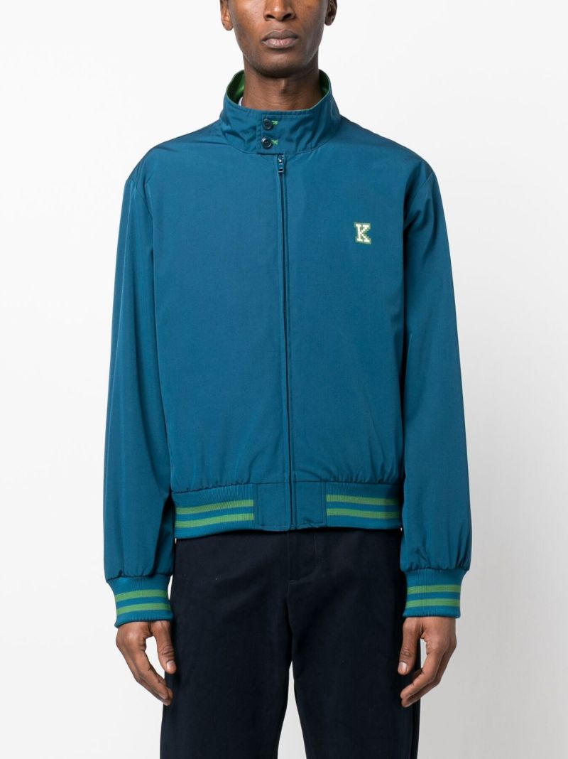 Blue Graphic Logo Print Track Jacket