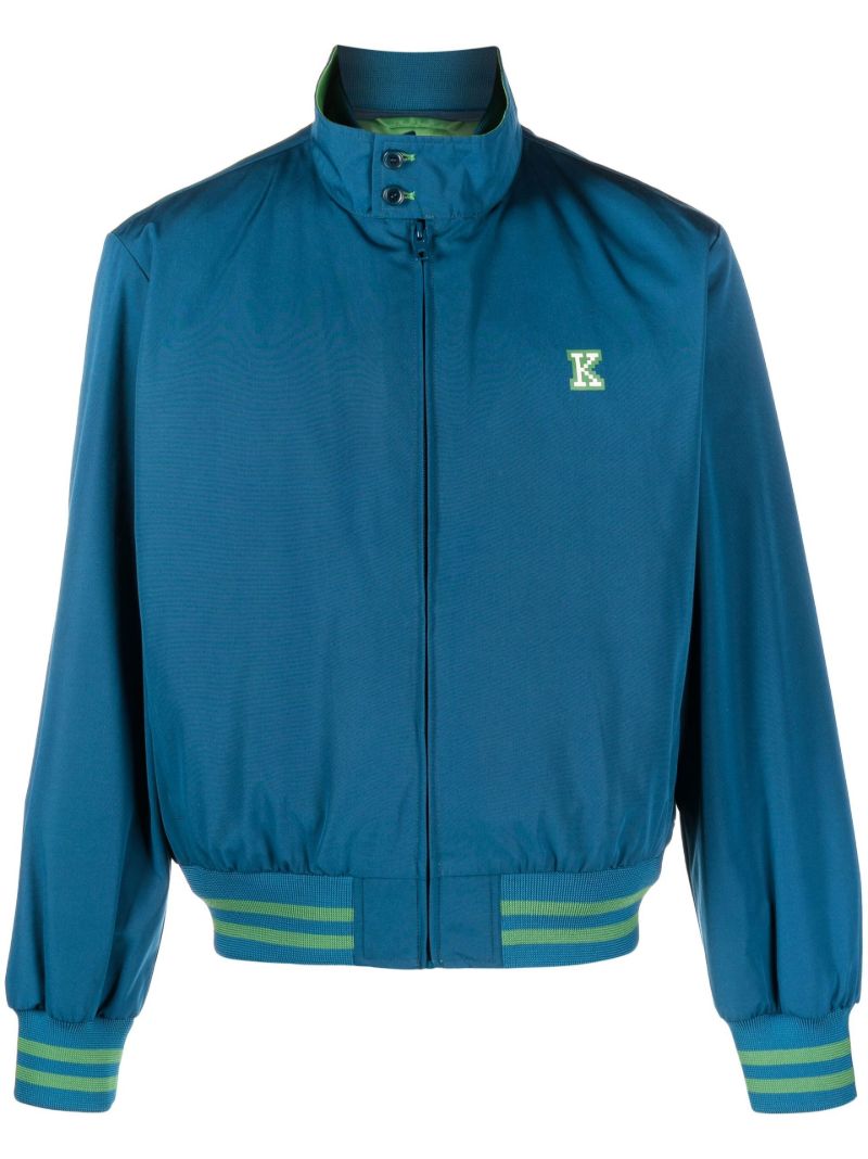 Blue Graphic Logo Print Track Jacket