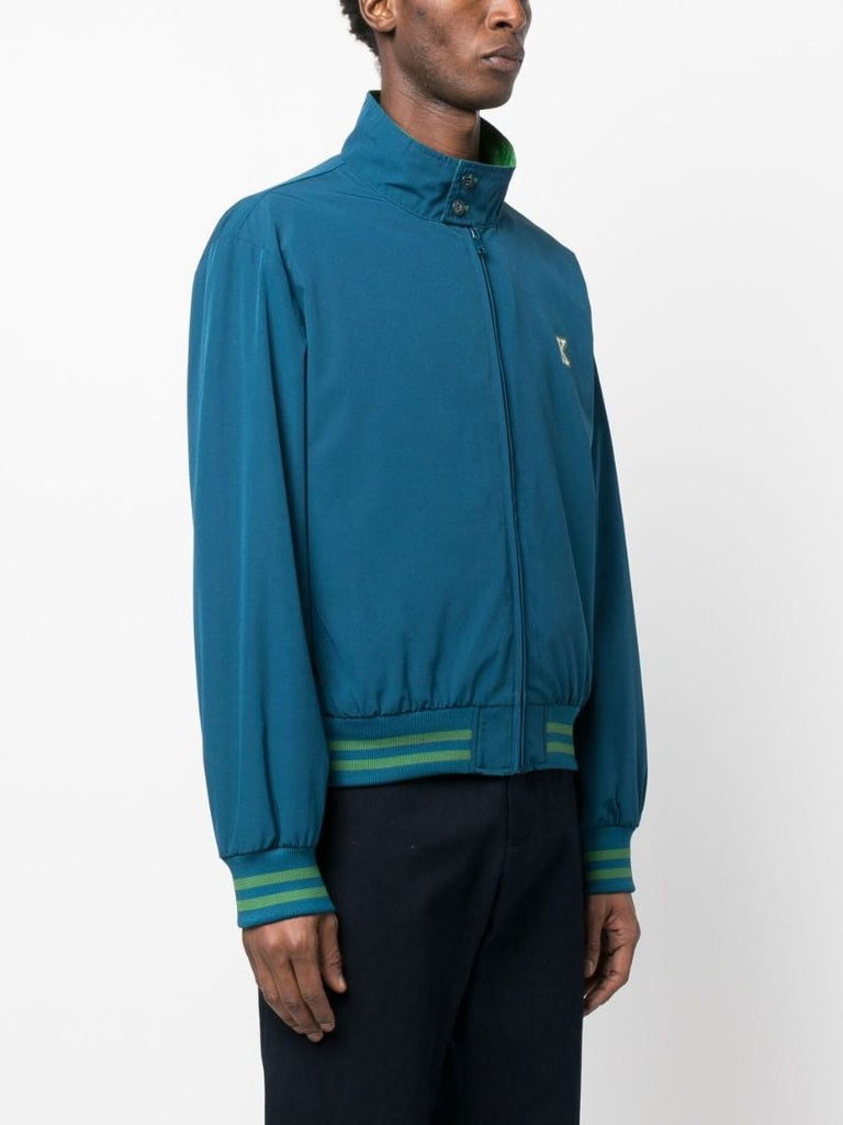 Blue Graphic Logo Print Track Jacket