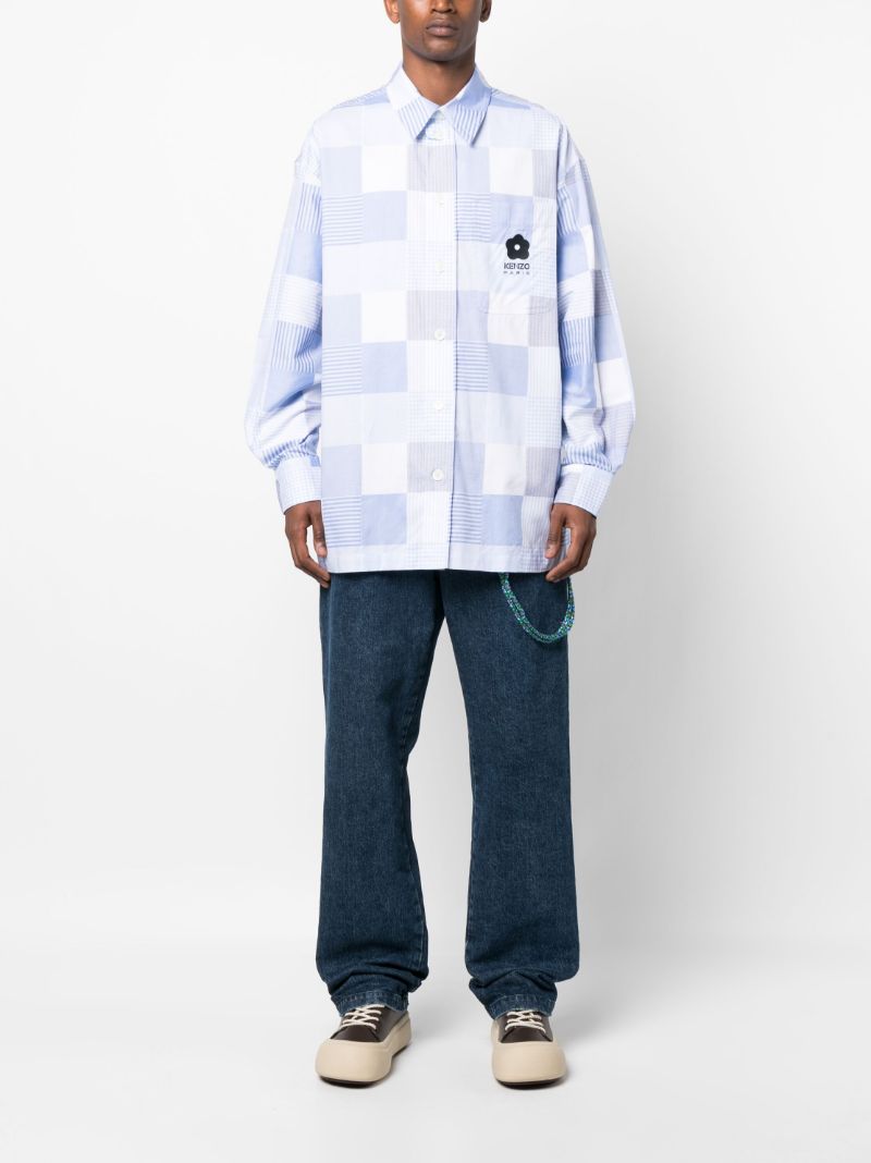 Blue Patchwork Print Shirt