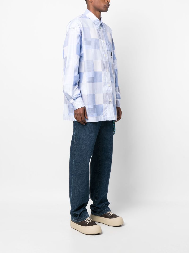 Blue Patchwork Print Shirt