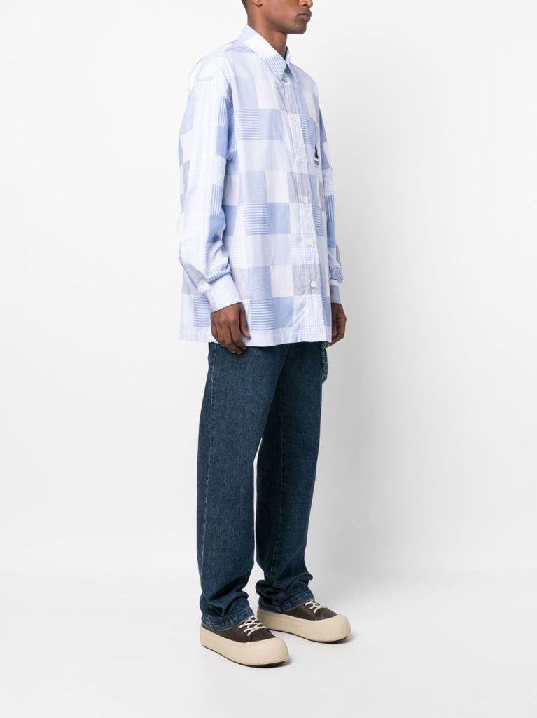Blue Patchwork Print Shirt