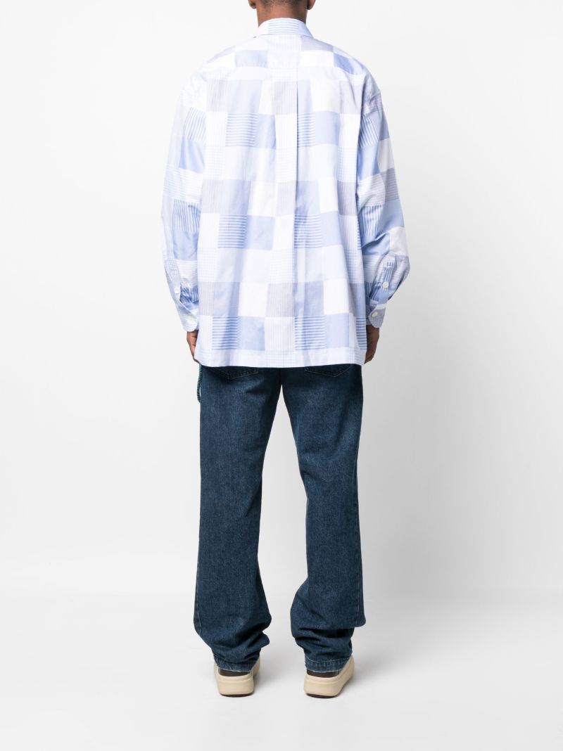 Blue Patchwork Print Shirt