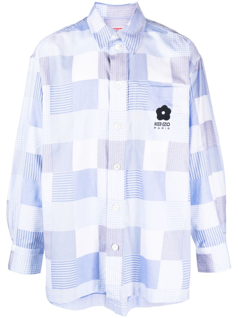 Blue Patchwork Print Shirt
