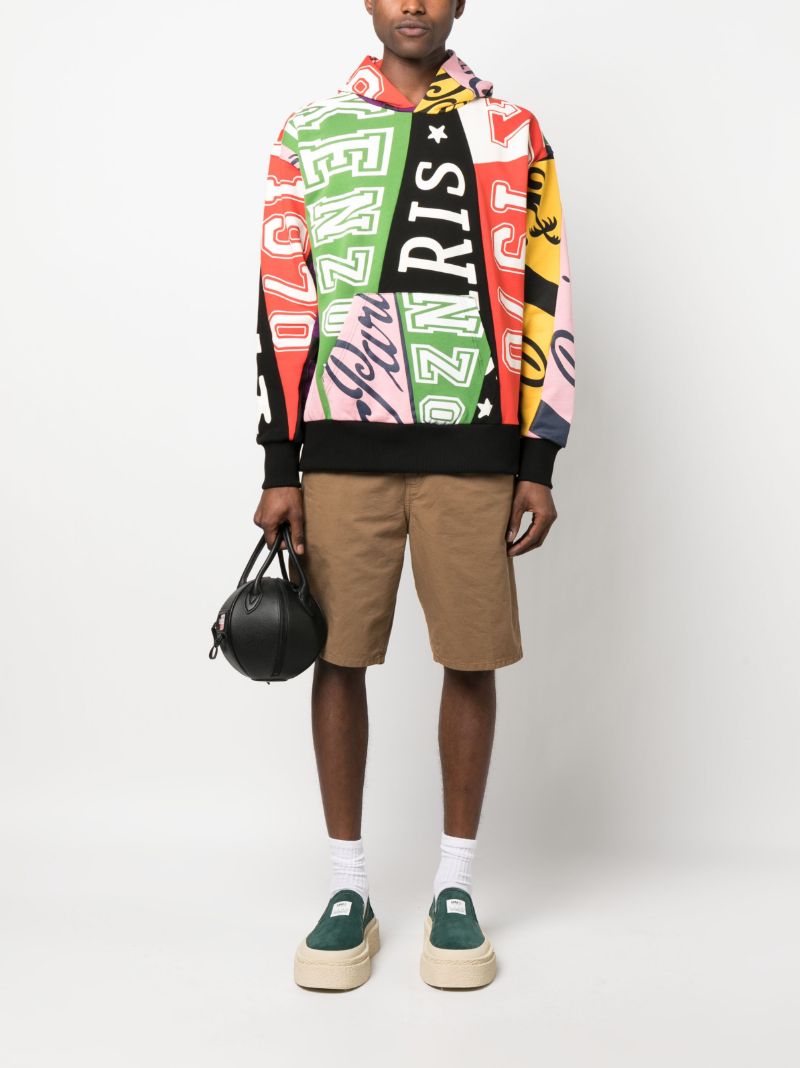 Multicolour Flag Print Cotton Hoodie