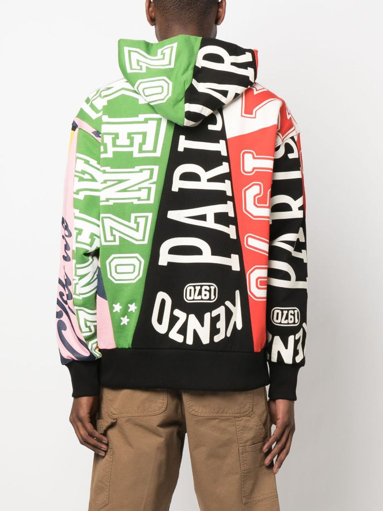 Multicolour Flag Print Cotton Hoodie