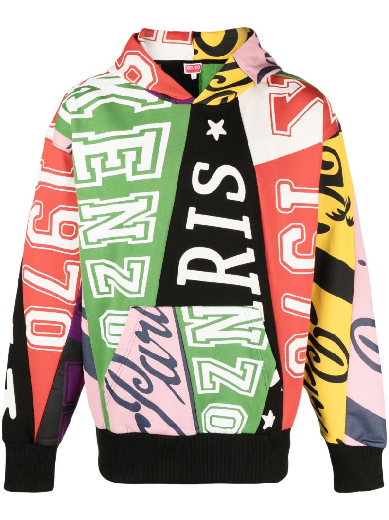 Multicolour Flag Print Cotton Hoodie