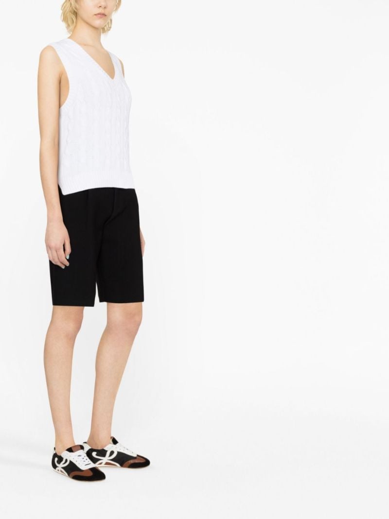 White Logo Embroidered Cable Knit Vest