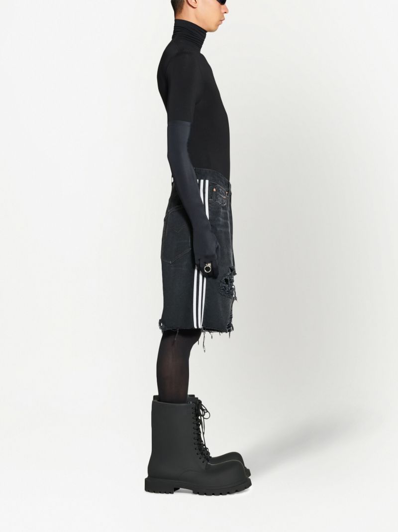 X Adidas Black Ripped Detailing Baggy Denim Shorts