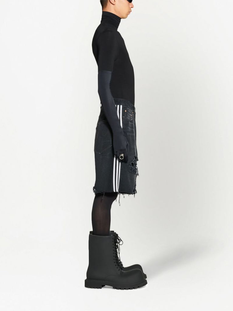 X Adidas Black Ripped Detailing Baggy Denim Shorts
