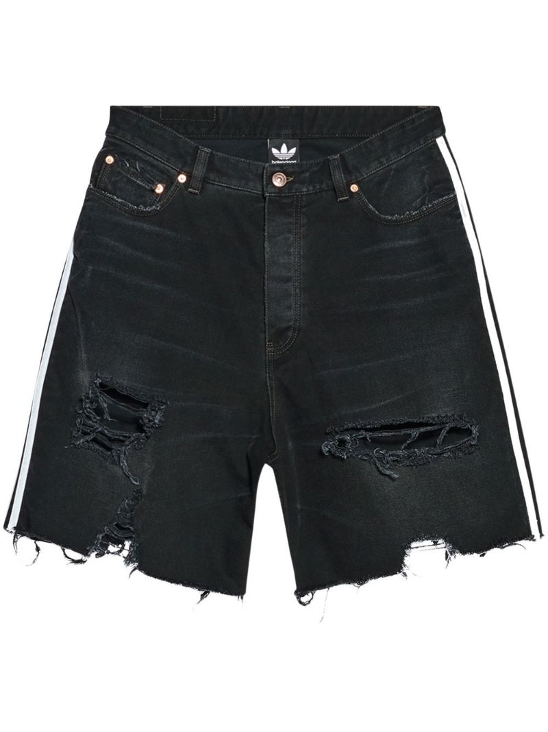 X Adidas Black Ripped Detailing Baggy Denim Shorts