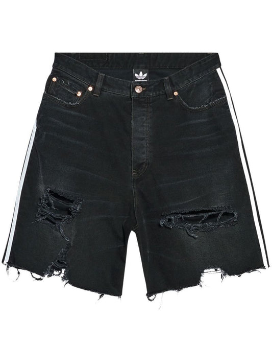 X Adidas Black Ripped Detailing Baggy Denim Shorts