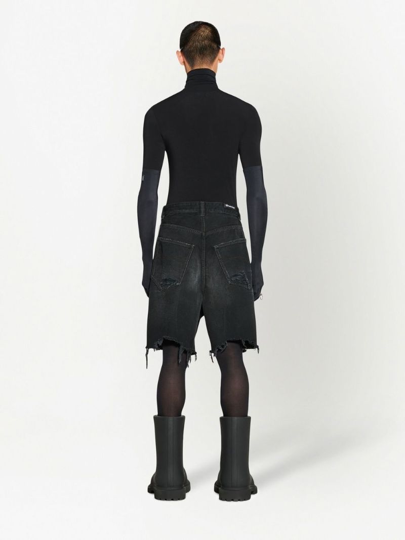 X Adidas Black Ripped Detailing Baggy Denim Shorts