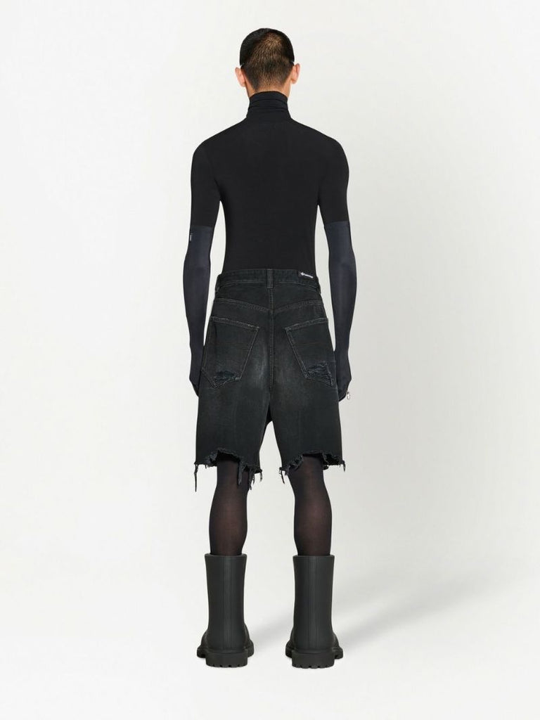 X Adidas Black Ripped Detailing Baggy Denim Shorts