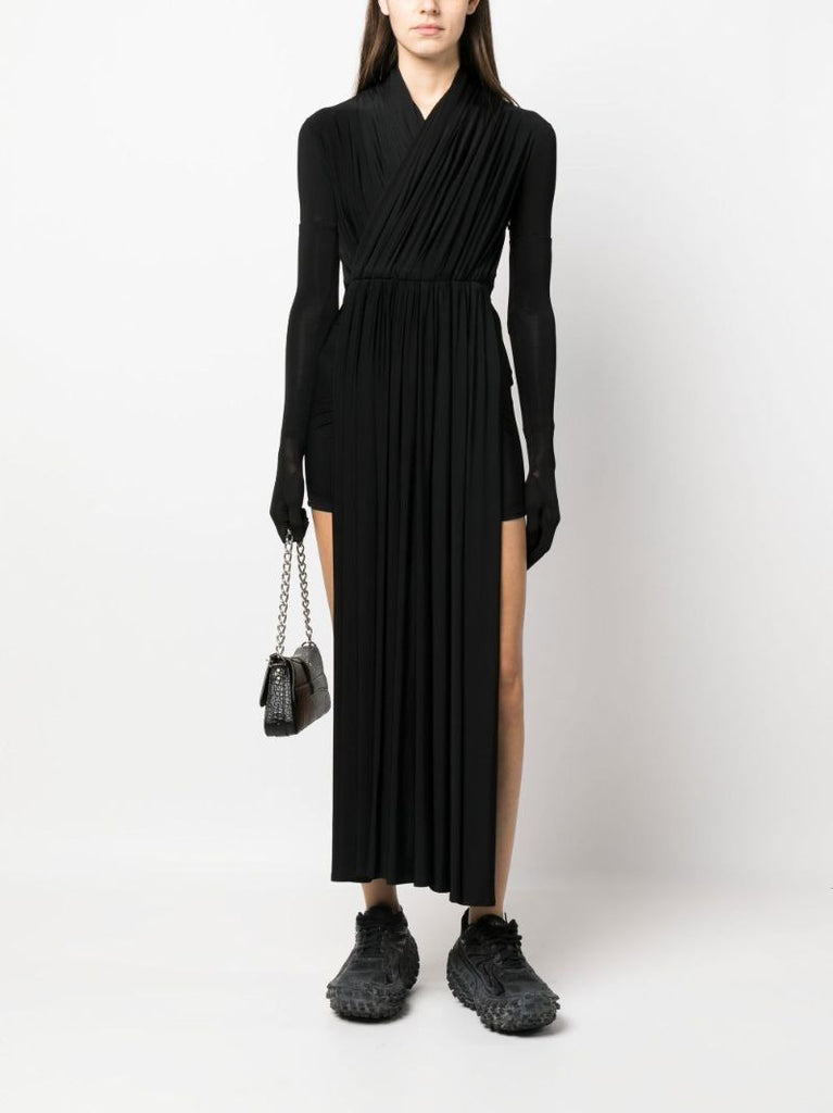 Black Pleated Asymmetric Playsuit