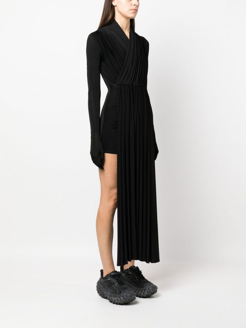 Black Pleated Asymmetric Playsuit