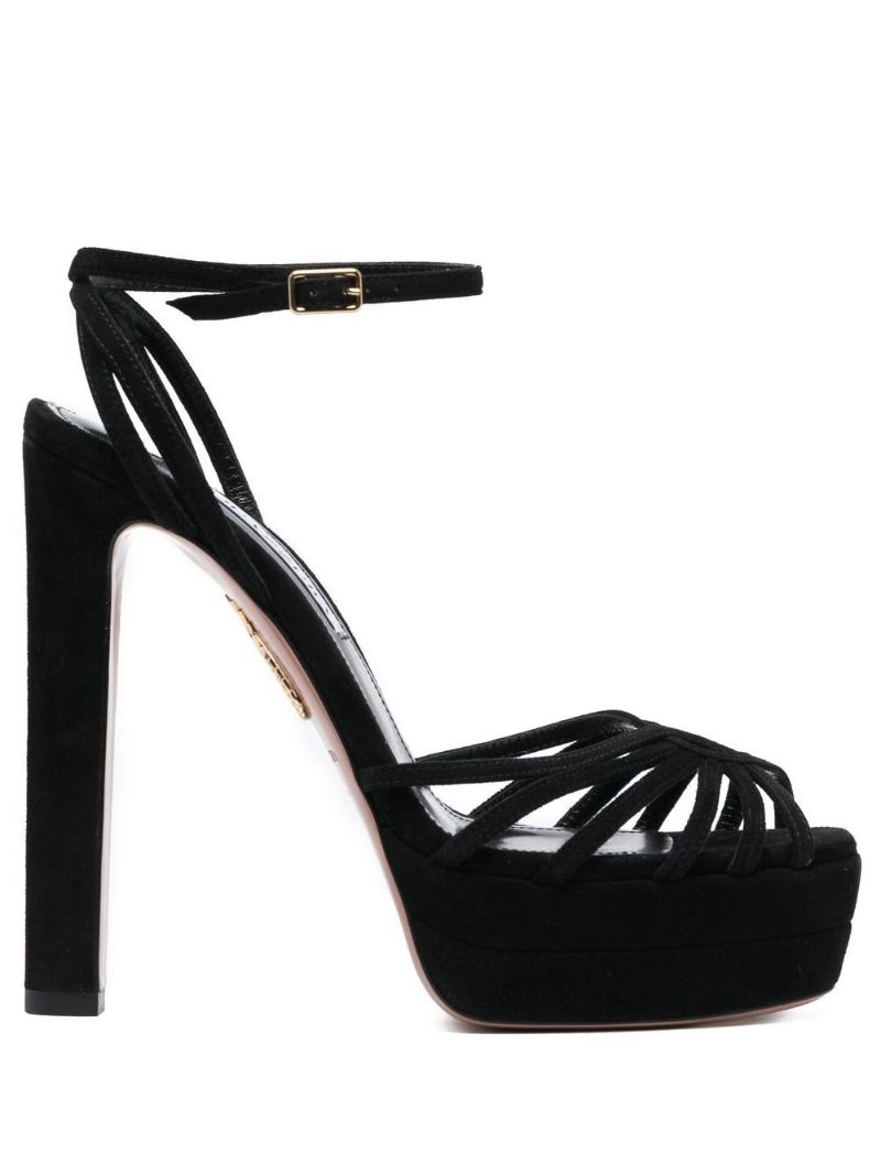 Black Flow Plateau 130 Suede Sandals