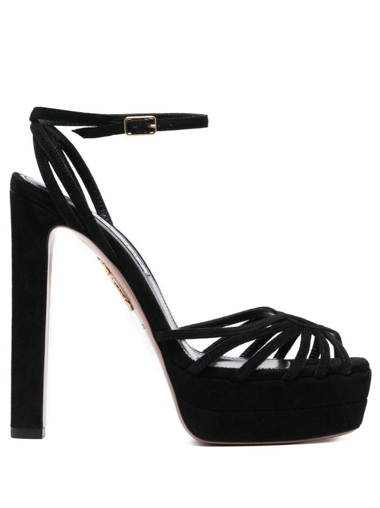 Black Flow Plateau 130 Suede Sandals