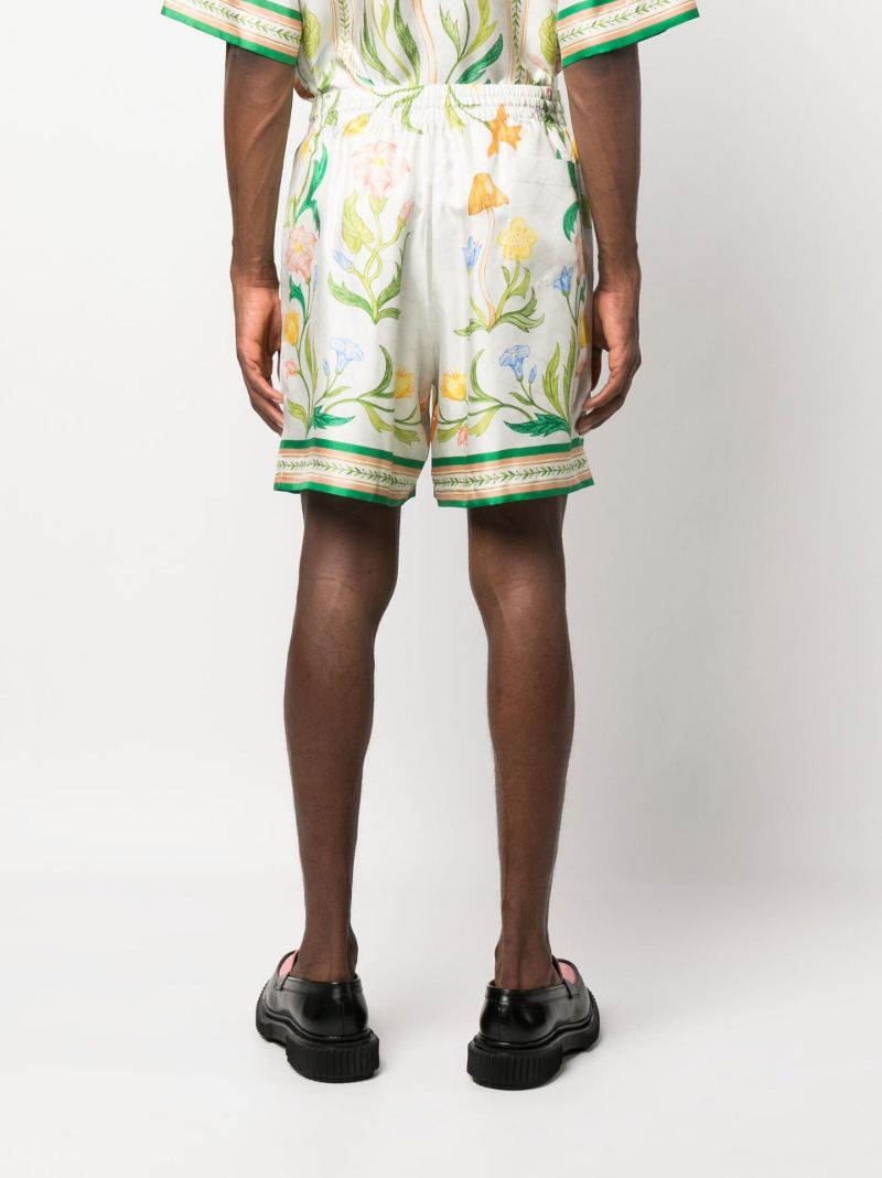 White Larche De Fleurie Silk Shorts