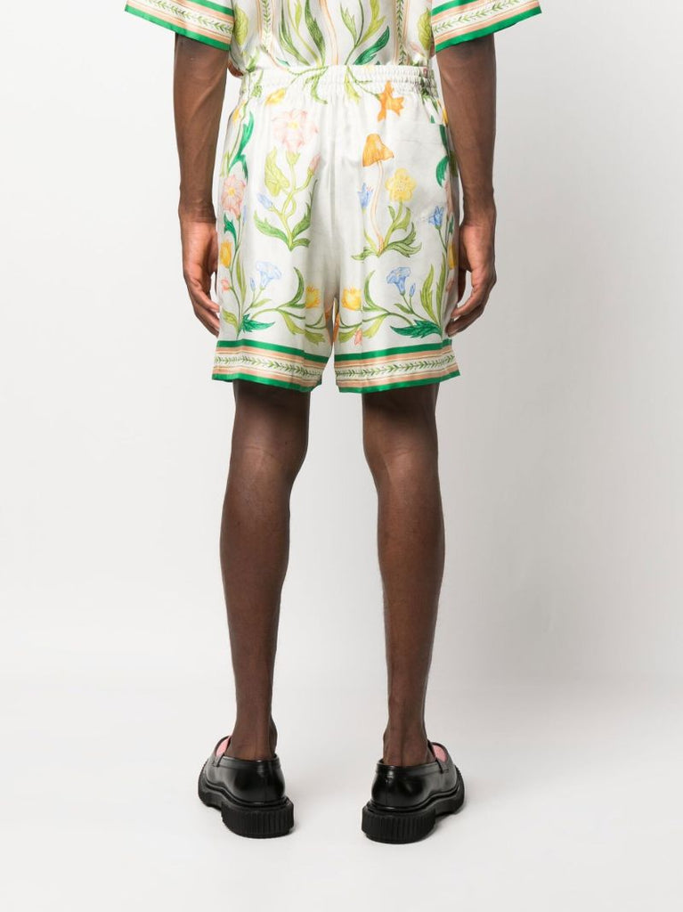 White Larche De Fleurie Silk Shorts