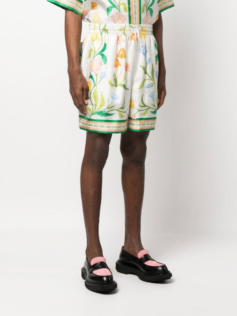 White Larche De Fleurie Silk Shorts