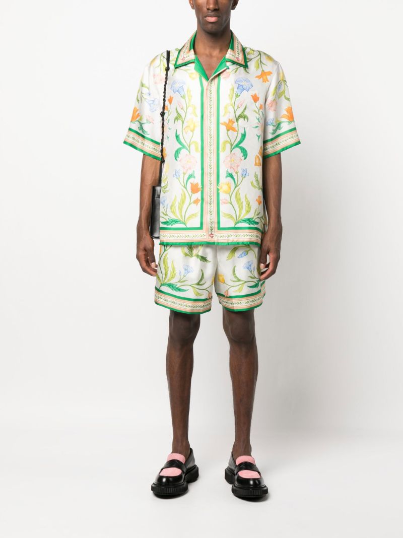 White Larche De Fleurie Silk Shorts