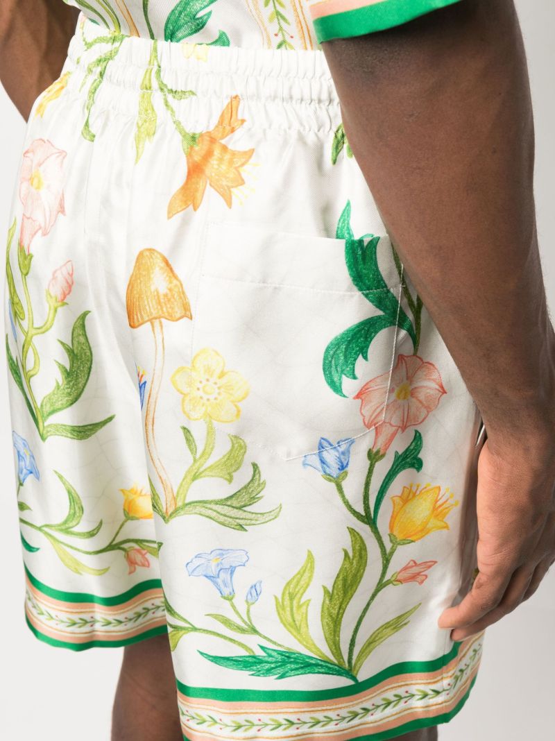 White Larche De Fleurie Silk Shorts