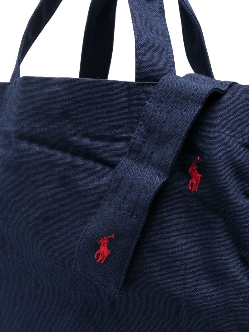 Blue Cotton Embroidered Logo Tote