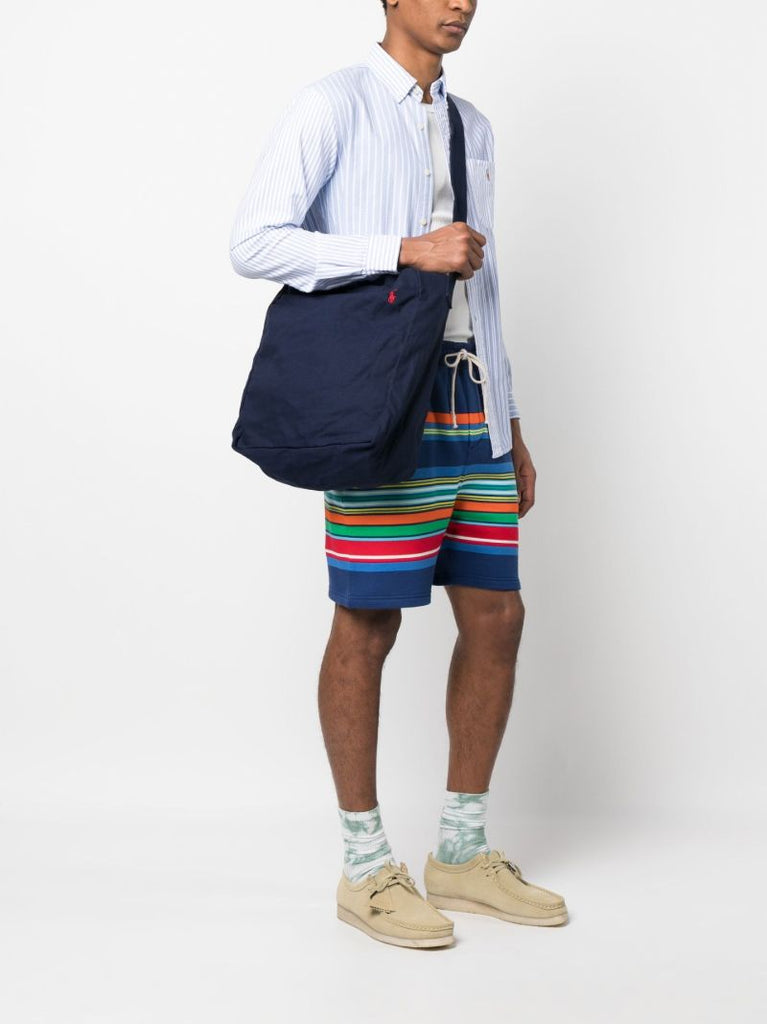 Blue Cotton Embroidered Logo Tote