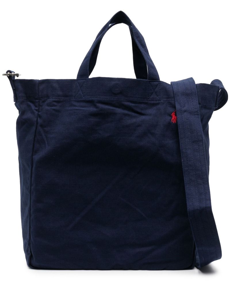 Blue Cotton Embroidered Logo Tote