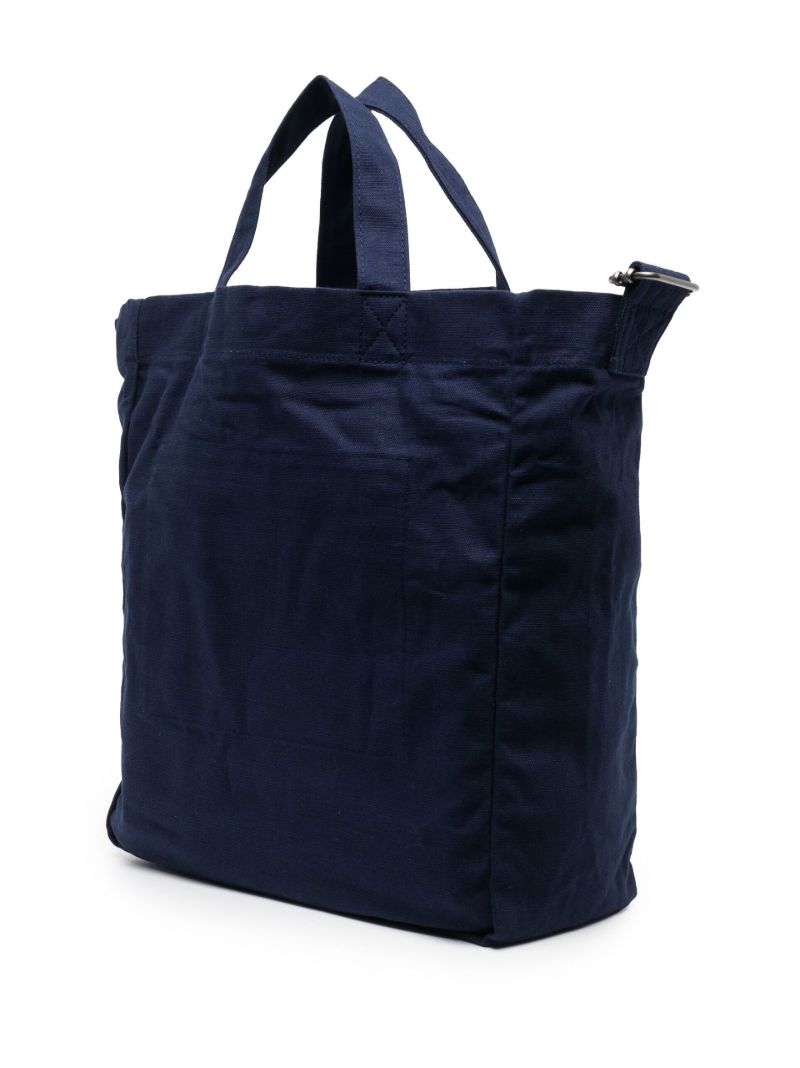 Blue Cotton Embroidered Logo Tote