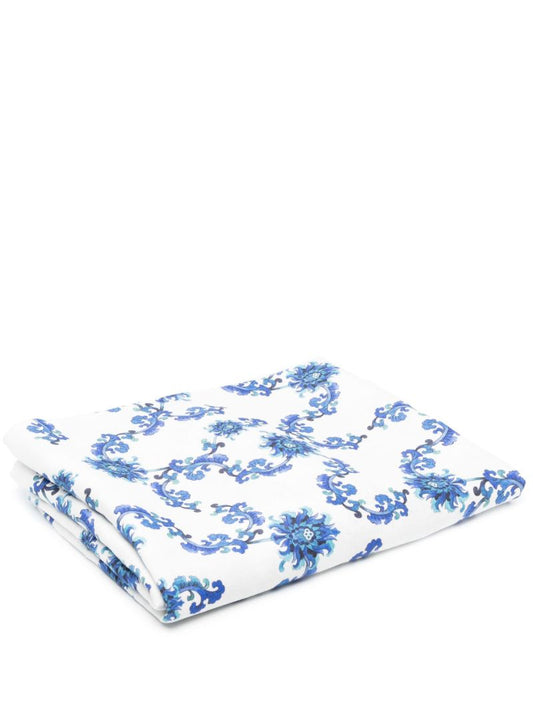 Blue Fiori Oriente Linen Tablecloth