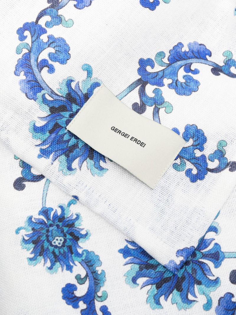 Blue Fiori Oriente Linen Tablecloth