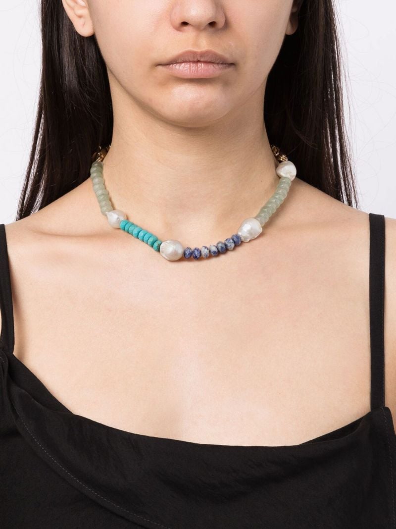 Blue Savanna Beaded Pearl Necklace
