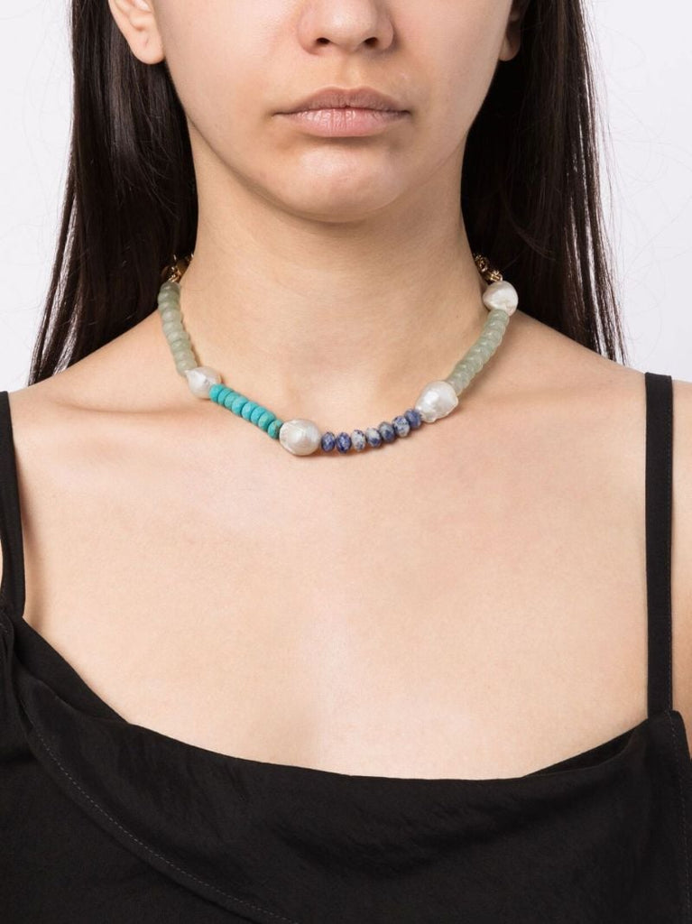 Blue Savanna Beaded Pearl Necklace