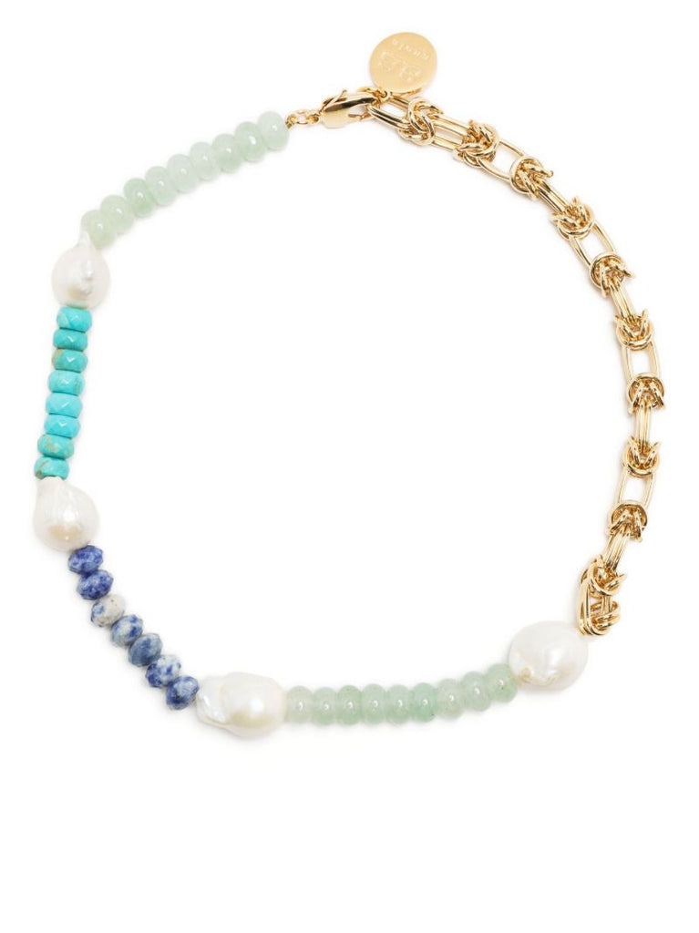 Blue Savanna Beaded Pearl Necklace