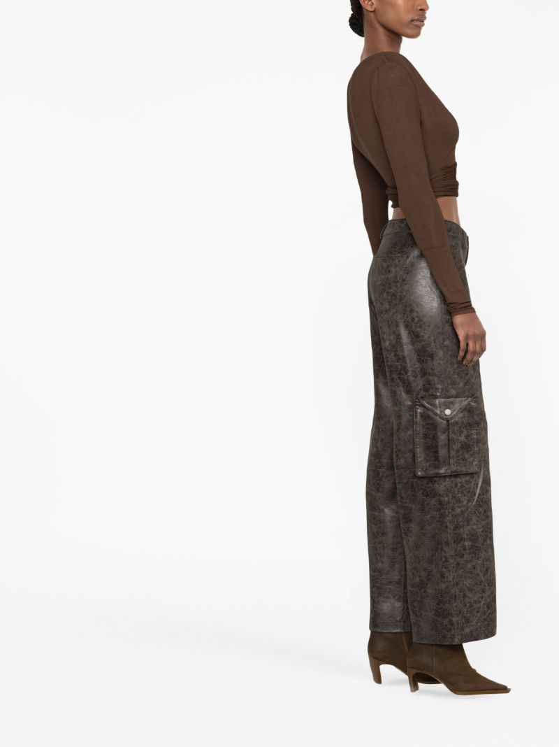 Brown Elias Varnish Print Cargo Trousers