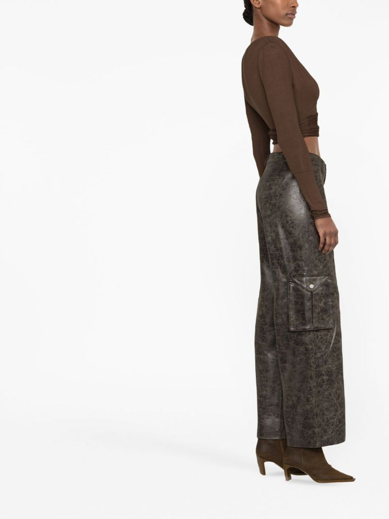Brown Elias Varnish Print Cargo Trousers